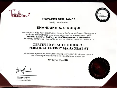Certified Practitioner of Personal Energy Management — Towards Brilliance